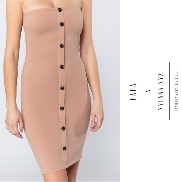 Button Down Tube Mini Dress - Picture 5 of 7